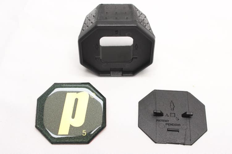 *NOS* PRINCE BLACK/GREEN/GOLD CAP TENNIS RACQUET BUTTCAP SET (#5: 4 5/8)+STAPLES