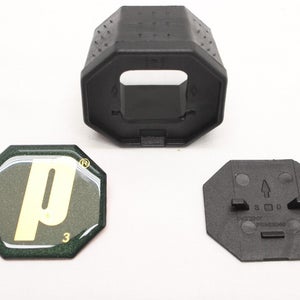 *NOS* PRINCE BLACK/GREEN/GOLD CAP TENNIS RACQUET BUTTCAP SET (#3: 4 3/8)+STAPLES