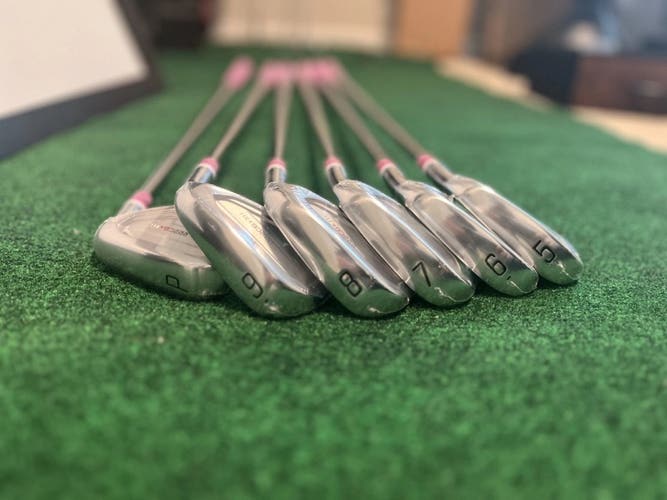 NEW • Bridgestone 222CB+ Iron Set 5-PW • Tie-Dye Pink Grips • Pink Ferrules