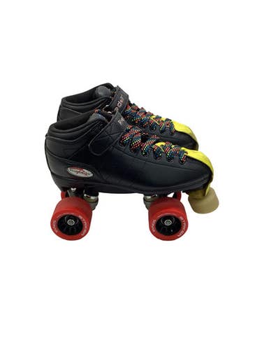 Used Riedell BLACK QUAD SKATES Senior Roller Quad Skates Black Senior 6 11347-S000264256
