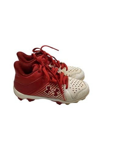 Used Under Armour RED AND WHITE BASEBALL CLEATS BB/SB Cleats Red Junior 01.5 11347-S000264124