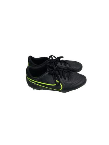 Used Nike TIEMPO Soccer Cleats Black And Neon Green Youth 06.0 11347-S000263982