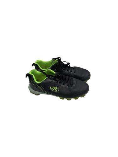 Used Rawlings COOLFLO BB/SB Cleats Black And Neon Green Junior 03 11347-S000263981