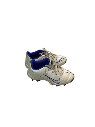 Used Nike DIAMOND BASEBALL CLEAT BB/SB Cleats Royal Blue And White Youth 13.0 11347-S000263959