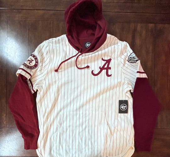 ’47 Alabama Crimson Tide White Maroon Sweatshirt Hoodie Adult Large NWT