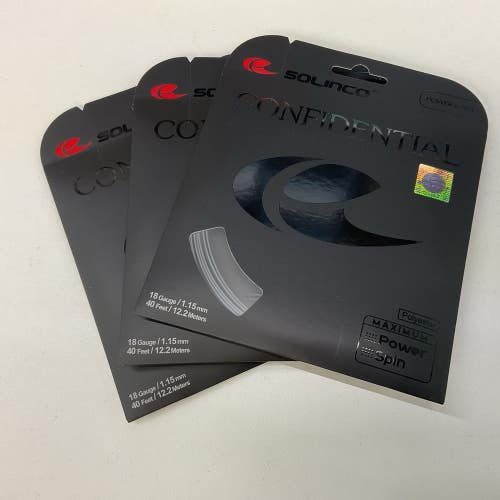 3 Pack Solinco Confidential 18g/1.15mm Polyester String