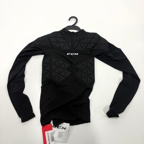 New Black CCM Youth Padded Player Long Sleeve Top | Youth S/M | #191520511524