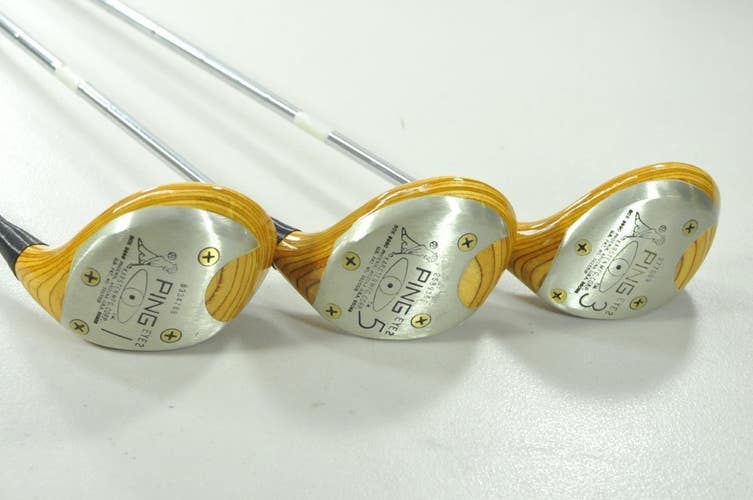Ping Eye 2 Persimmon Driver, 3 and 5 Fairway Woods Set Firm / Stiff RH  # 212182