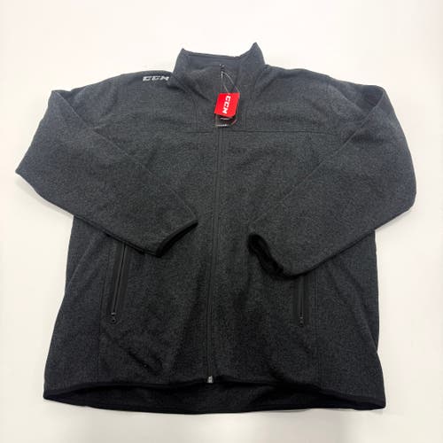 New Black CCM Mens Fleece Full Zip Jacket | Senior 3XL | #191520014261