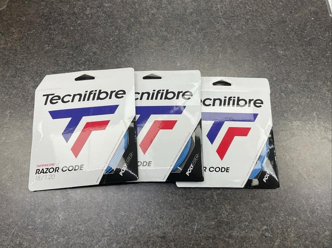 Tecnifibre Razor Code 18G/1.20 Tennis String (Blue) 3 Pack