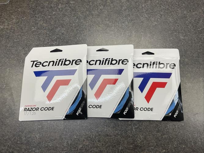 Tecnifibre Razor Code 17g/1.25 Tennis String (Blue) 3 Pack