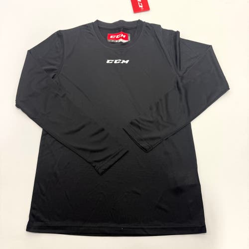 New Black CCM Youth Dri Fit Long Sleeve Training Shirt | Youth L | #888600608921