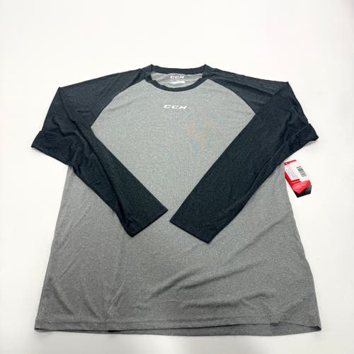 New CCM Mens Basecamp Two Tone Long Sleeve | Grey/Black | Senior XL | #191520510985