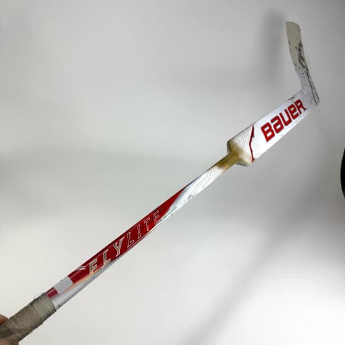Used Regular White/Red Bauer Flylite Goalie Stick | P31 Curve 26" Paddle | J574
