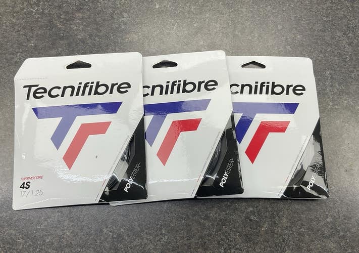 Tecnifibre 4S Polyester 17g/1.25 Tennis String (Black) 3 Pack