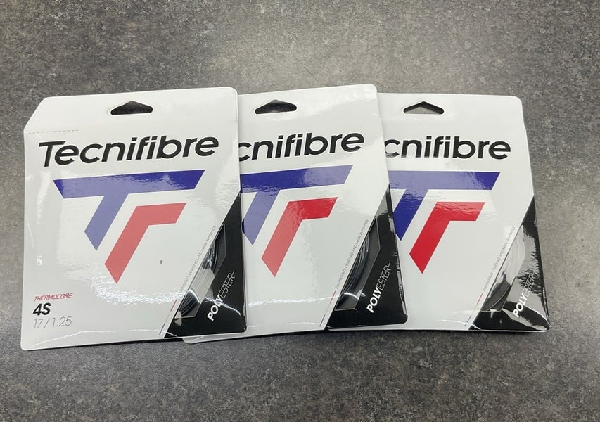 Tecnifibre 4S Polyester 17g/1.25 Tennis String (Black) 3 Pack