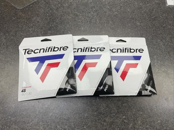 Tecnifibre 4S Polyester 16g/1.30 Tennis String (Black) 3 Pack