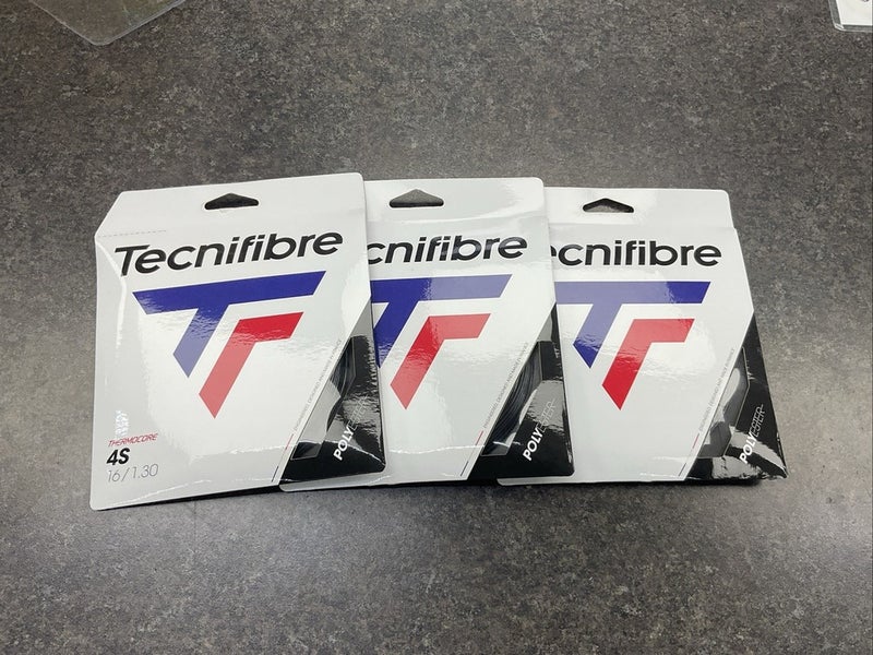 Tecnifibre 4S Polyester 16g/1.30 Tennis String (Black) 3 Pack