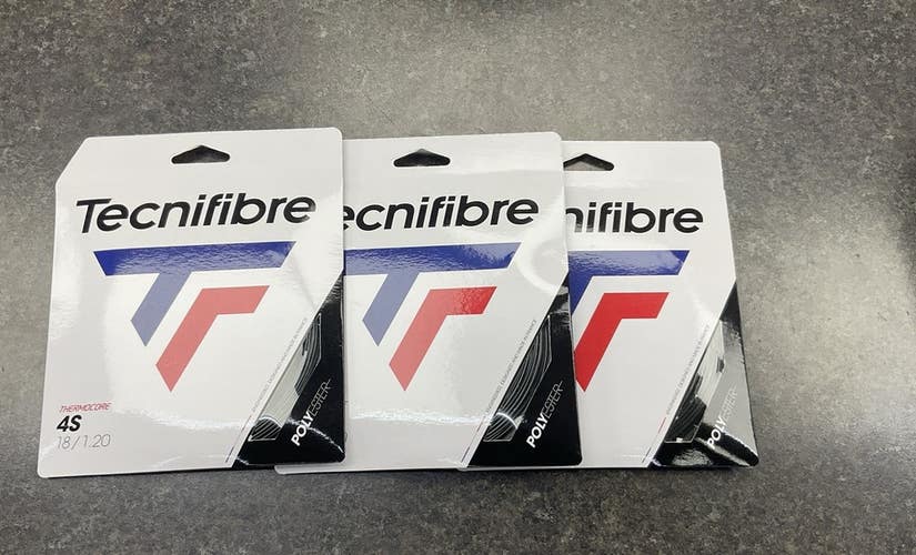 Tecnifibre 4S Polyester 18g/1.20 Tennis String (Black) 3 Pack