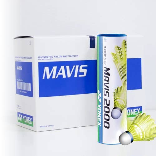 YONEX Mavis 2000 Nylon Yellow Badminton Shuttlecock (10 Tubes pkg)