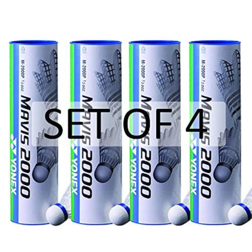 YONEX Mavis 2000 Nylon White Badminton Shuttlecock (4 Tubes pkg)