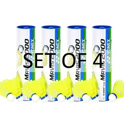 YONEX Mavis 2000 Nylon Yellow Badminton Shuttlecock (4 Tubes pkg)