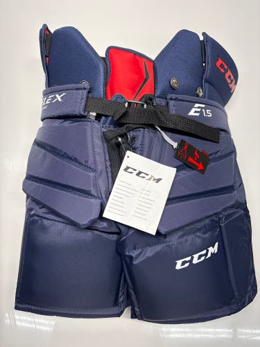 New!! CCM Extreme Flex 1.5 Hockey Goalie Pants Junior Medium Navy Blue