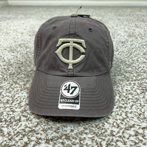 Minnesota Twins Hat Cap Strap Back Mens One Size Gray MLB Baseball '47 Clean Up
