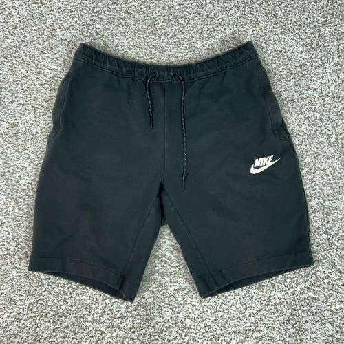 Nike Shorts Mens Large Black Sweat Fleece 710 Athletic Gym Drawstring Casual