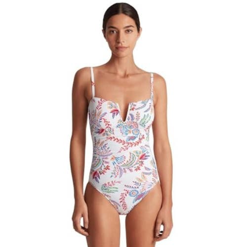 Lauren Ralph Lauren Swimsuit Womens 8 Fleurette Printed V-Wire One-Piece JDM2586