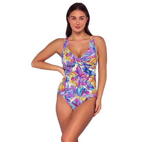 Sunsets Elsie Tankini Top Womens 34DD Multicolor Floral Stretch Swimwear DDR2582