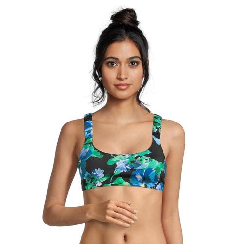 Beach Riot Eliza Bikini Top Women's Medium Multi Floral Stretch Swimwear JDM2563
