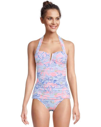 Lilly Pulitzer Peggi Tankini Top Women's 8 Multi Floral Tie Back Halter JDM2549