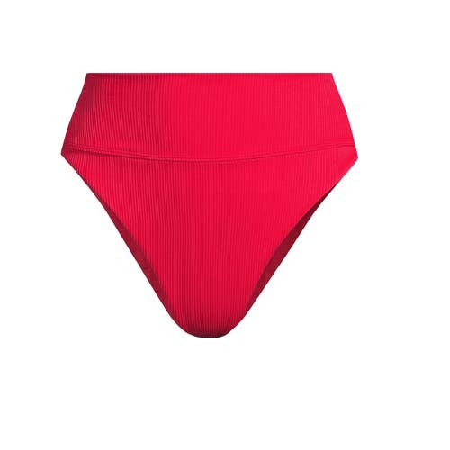 Beach Riot Highway Bikini Bottom Women's Large Red High Waist Swimwear JDM2640