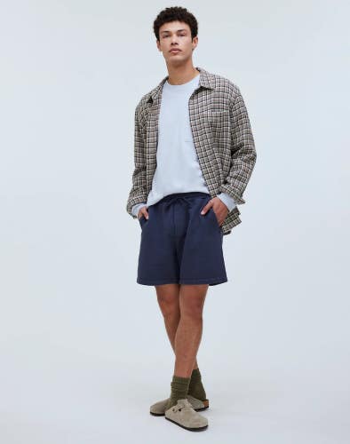 Madewell The McCarren Shorts Men's Large Dark Baltic Mid Rise Drawstring DDR2621