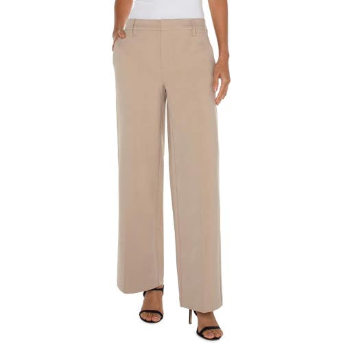 Liverpool Los Angeles Kelsey Pants Women's 8/29 Tan High Rise Wide Leg JDM2564