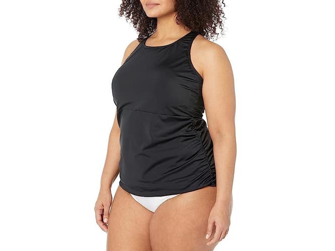 L.L.Bean Beansport High Neck Tankini Women's 22W Plus Black Swimwear DDR2469