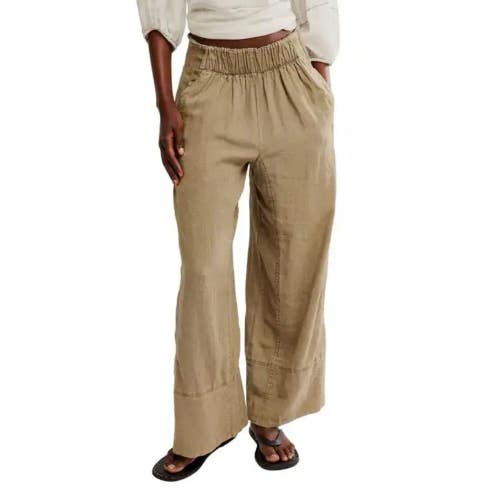 Free People Day's End Pants Women's Small Caiman Linen Blend Wide Leg DDR2782