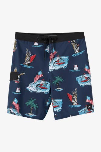 O'Neill Lennox USA Boardshorts Men's 32 Navy Blue Graphic Swimwear JDM2589