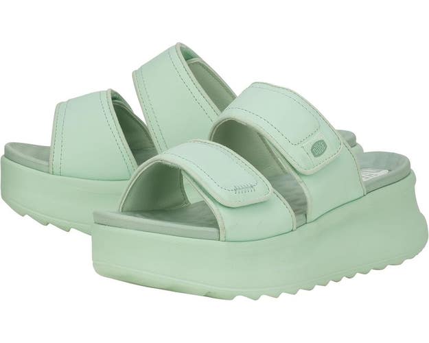 Hey Dude Delray Slide Mono 41761-372 Sandals Women's US 6 Jade Platform VER1449
