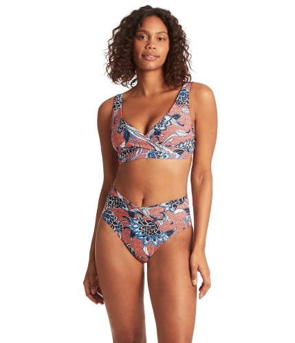 Sea Level Pilgrim Wrap High-Waist Pant Womens 8 Tangerine Stretch Beachy DDR2275