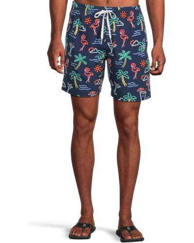 Chubbies The Neon Light Swim Trunk Mens Large Navy Printed Swimwear DDR2999