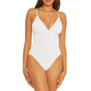 Becca by Rebecca Virtue Moon Ridge Swimsuit Womens Large White One-Piece DDR2307