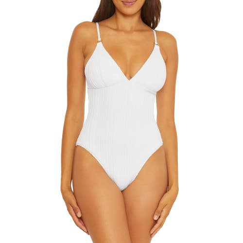 Becca by Rebecca Virtue Moon Ridge Swimsuit Womens Large White One-Piece DDR2307