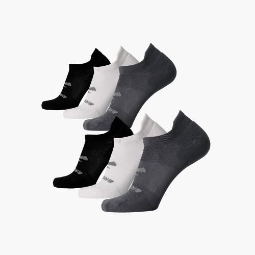 Brooks Run-In Socks Unisex Large Multi Stretch Cushioned No Show 6-Pack DDR2610