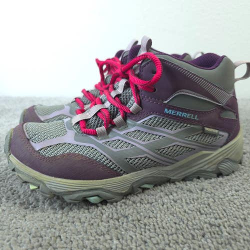 Merrell Moab FST Mid MK162029 Waterproof Hiking Boots Girls 3 Shoes Purple