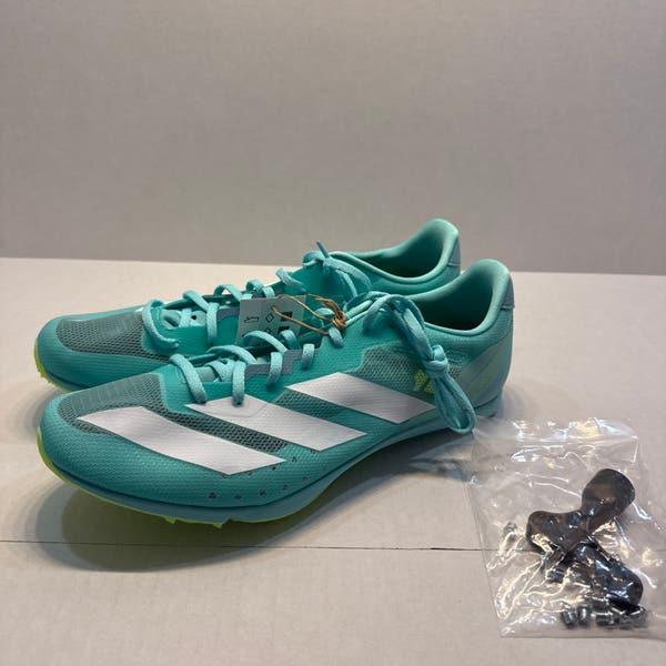 adidas gazelle silver green womens adidas Distancestar Distance Running Spikes White/Core Black/Green Spark / 10.5