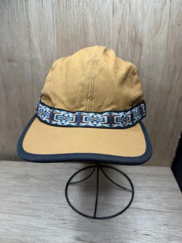 Kavu Tan Trail Runner Panel Cotton Adjustable Aztec Strap Hat Size Lg USA Made