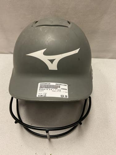 Used Mizuno 6 3/4 - 7 3/8 Batting Helmet w/Mask Grey LG 11490-S000269120