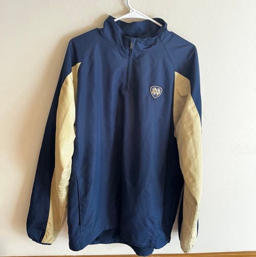 Adidas Notre Dame ClimaProof Quater Zip Windbreaker—Men's Medium Navy/Gold